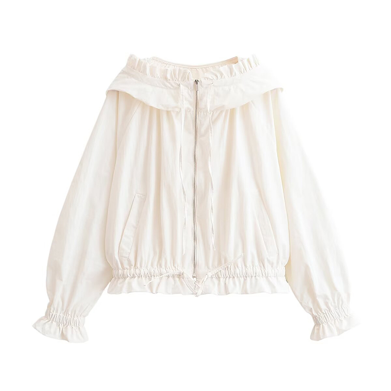 Streetwear Zipper - YENKYE 2026 New Women's White Ruffled