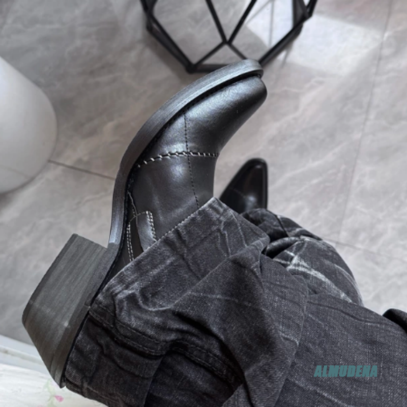 Streetwear Zipper - Street Style Black Leather Ankle Boots