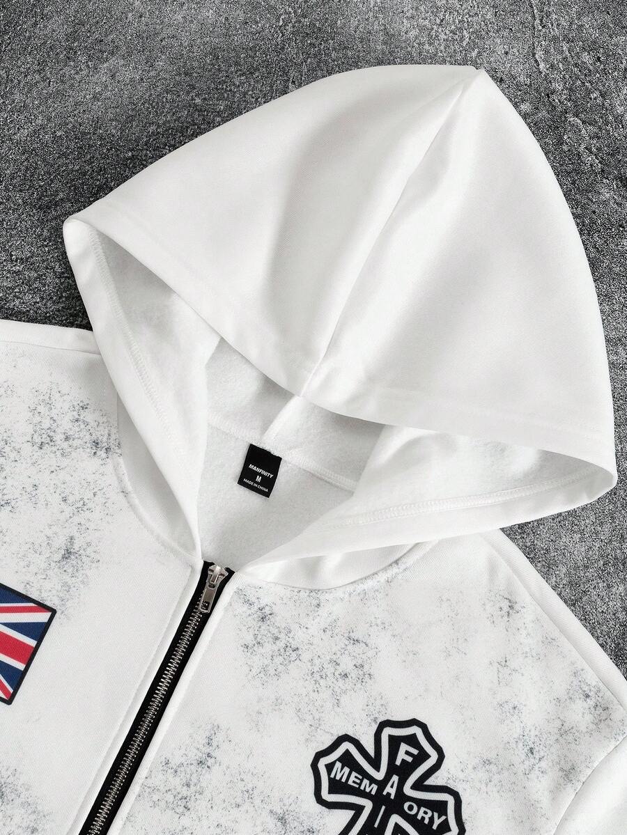 Mens White Zip Up Hoodie With  - Streetwear Zipper のレビューと価格
