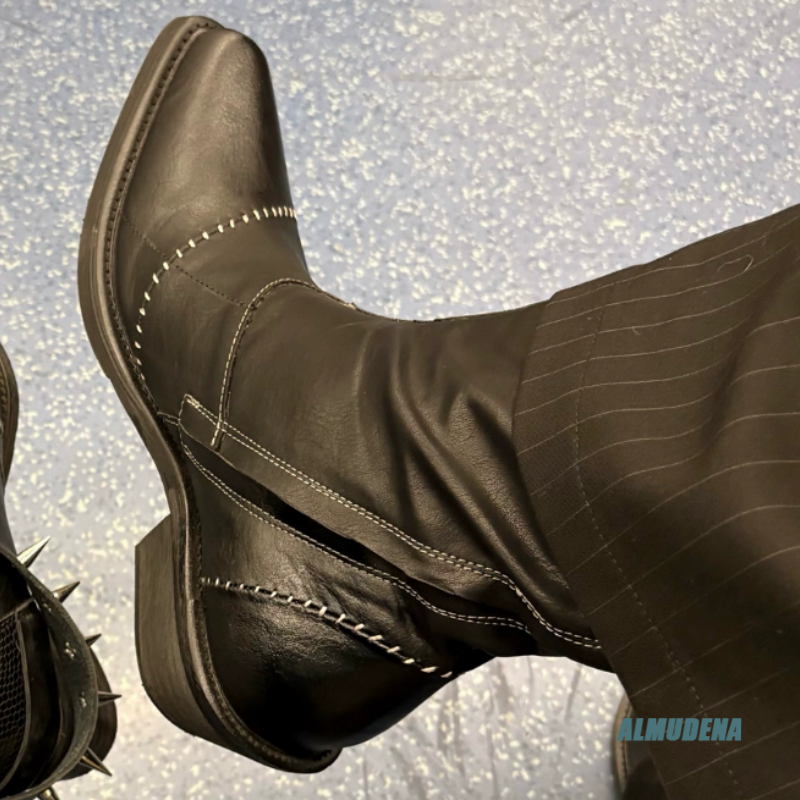 Street Style Black Leather Ank - Streetwear Zipper のレビューと価格