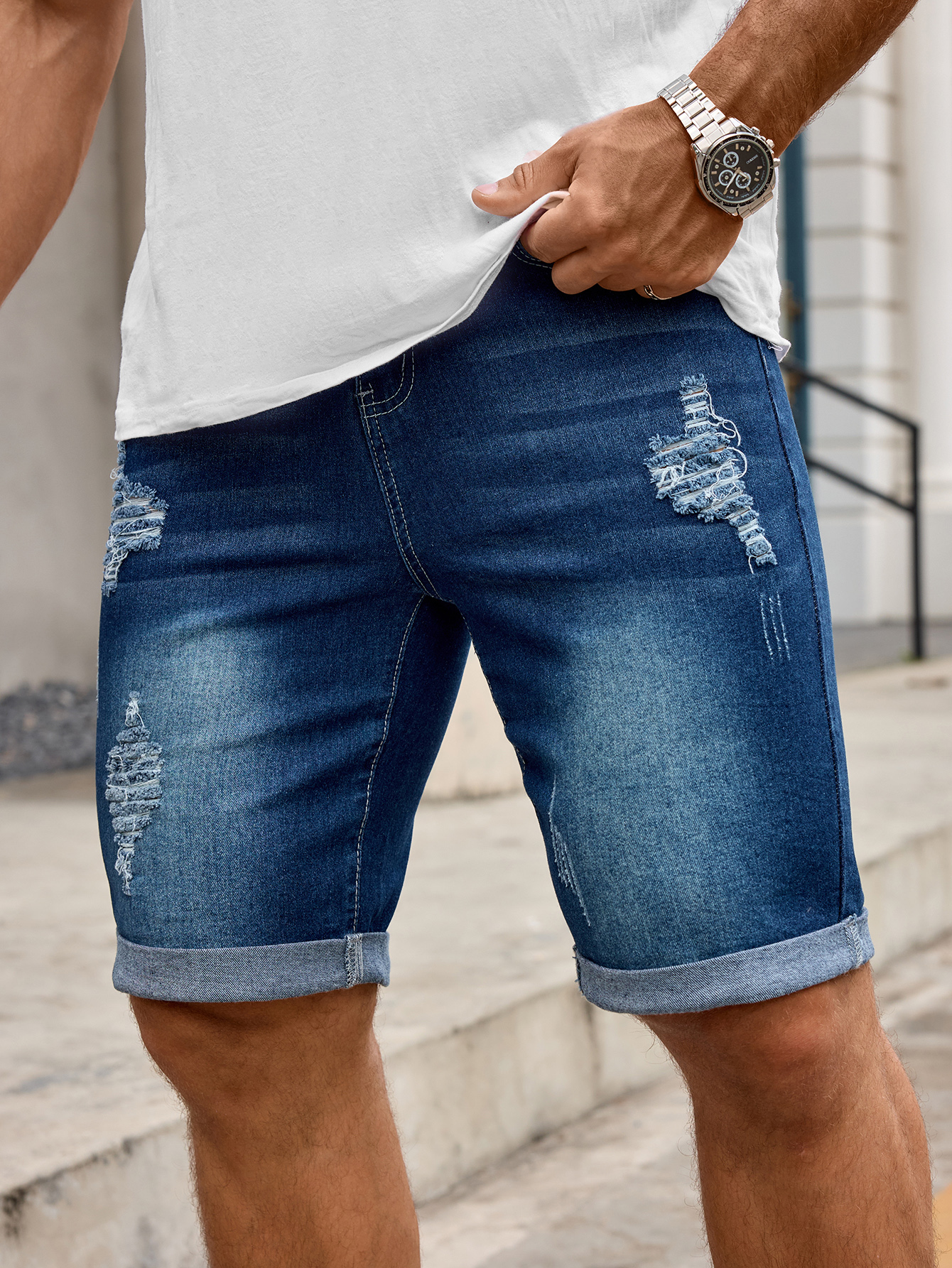 Men Denim Trousers Jeans Short - Streetwear Brand Shorts のレビューと価格