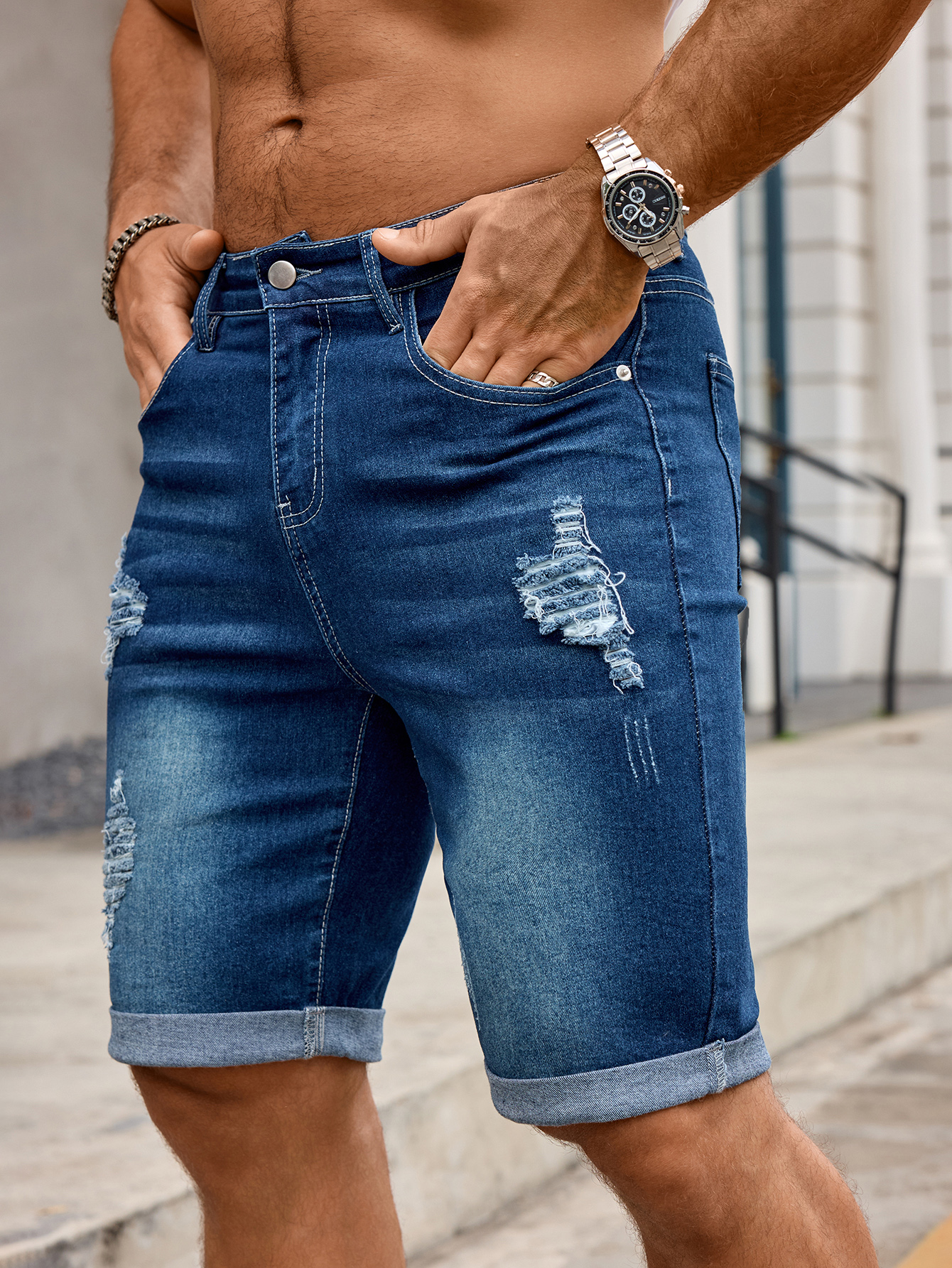 Men Denim Trousers Jeans Short - Streetwear Brand Shorts のレビューと価格