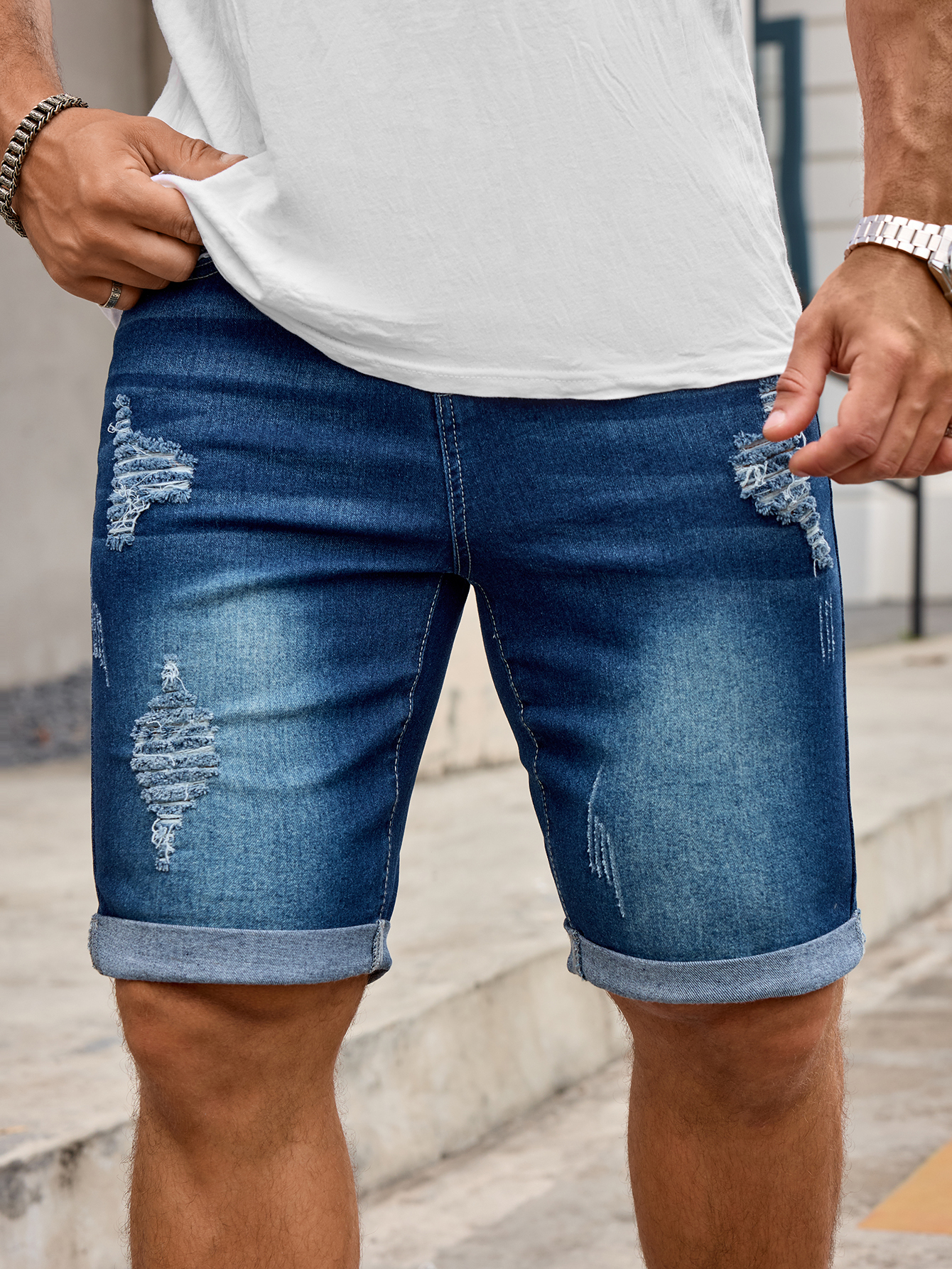 Men Denim Trousers Jeans Short - Streetwear Brand Shorts のレビューと価格
