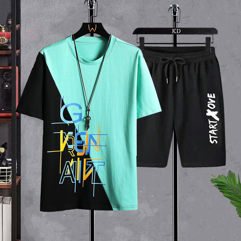 Men's T-shirt Sets Fashion Cas - Streetwear Brand Shorts のレビューと価格
