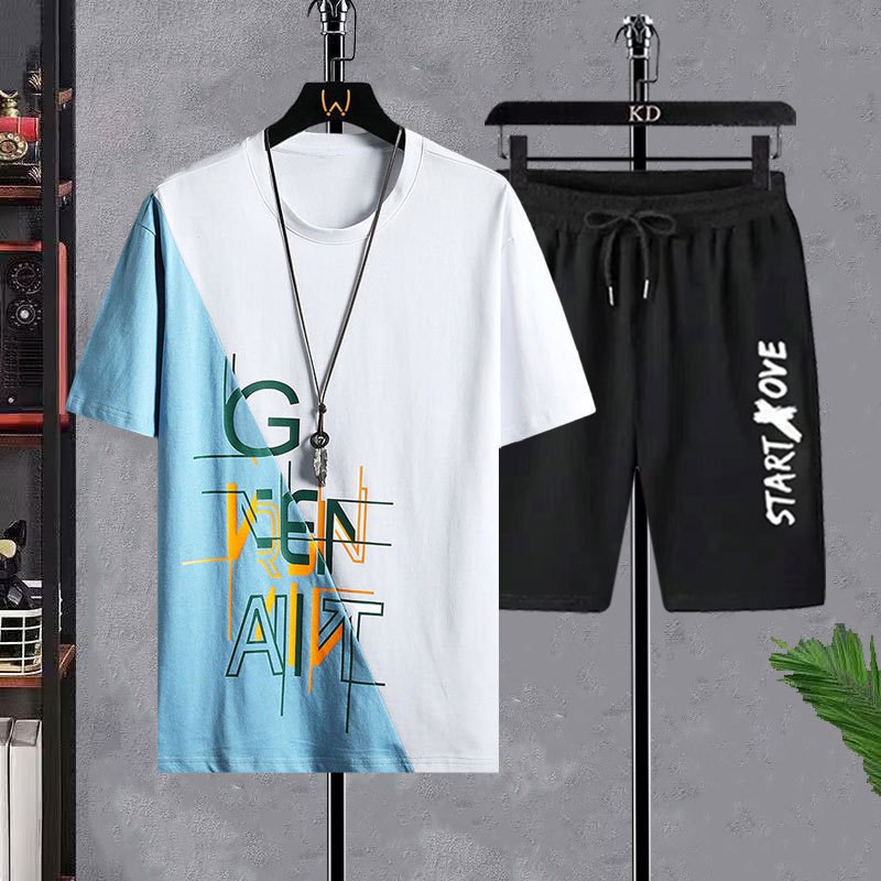 Men's T-shirt Sets Fashion Cas - Streetwear Brand Shorts のレビューと価格