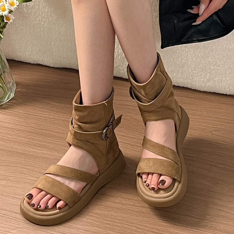 Women Open Toe Buckle Ankle Bo - Streetwear Zipper のレビューと価格