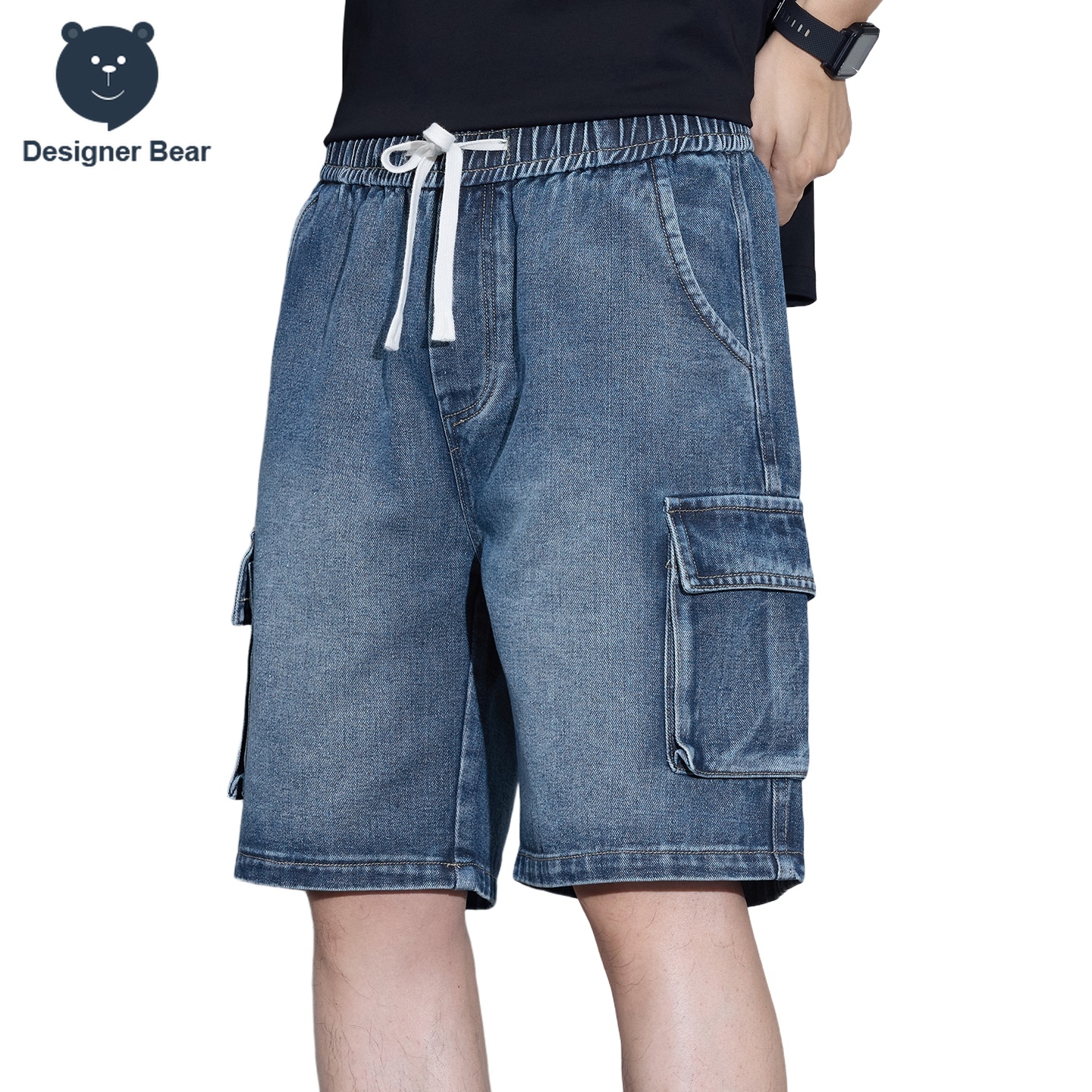 Men's Multi-Pocket Cargo Denim - Streetwear Brand Shorts のレビューと価格