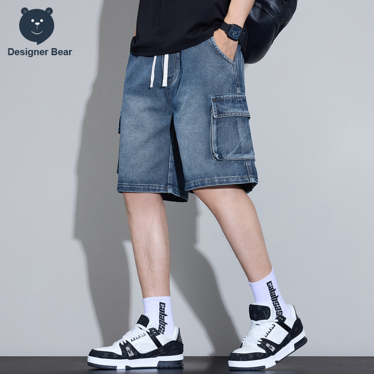 Men's Multi-Pocket Cargo Denim - Streetwear Brand Shorts のレビューと価格