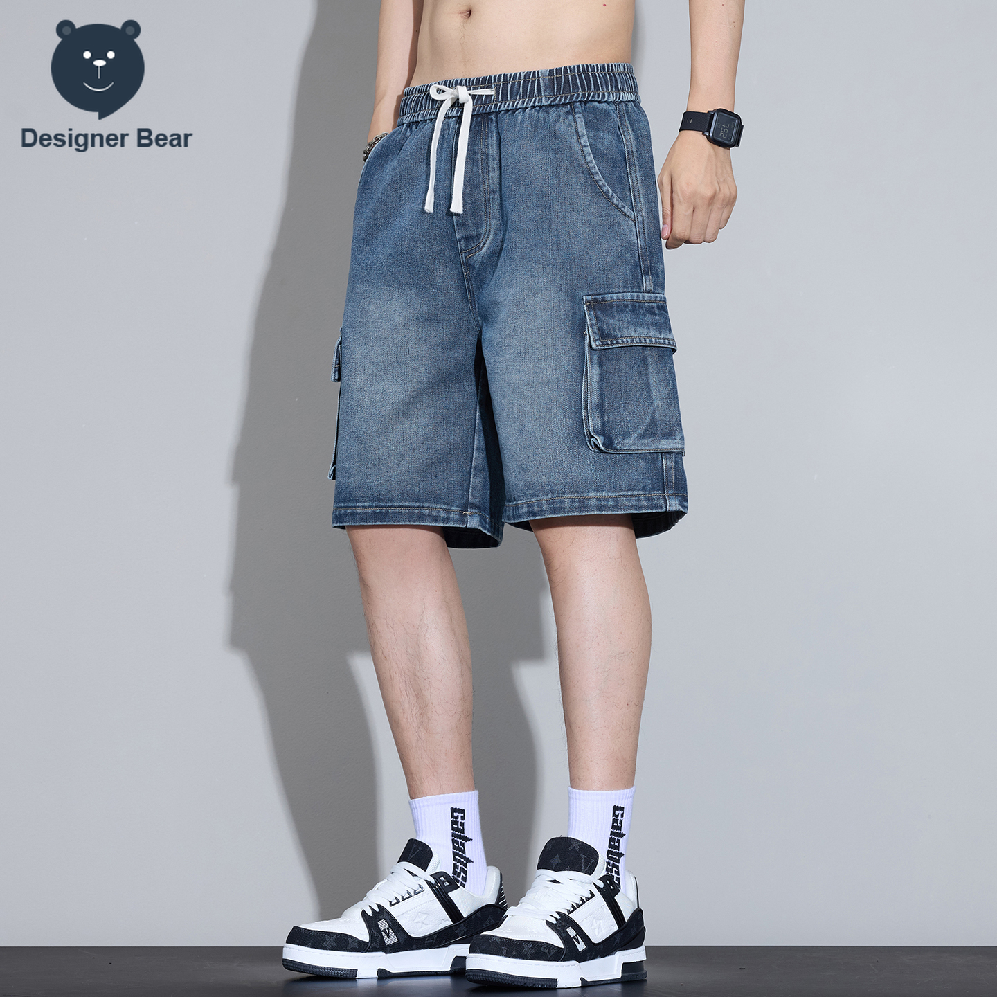Men's Multi-Pocket Cargo Denim - Streetwear Brand Shorts のレビューと価格