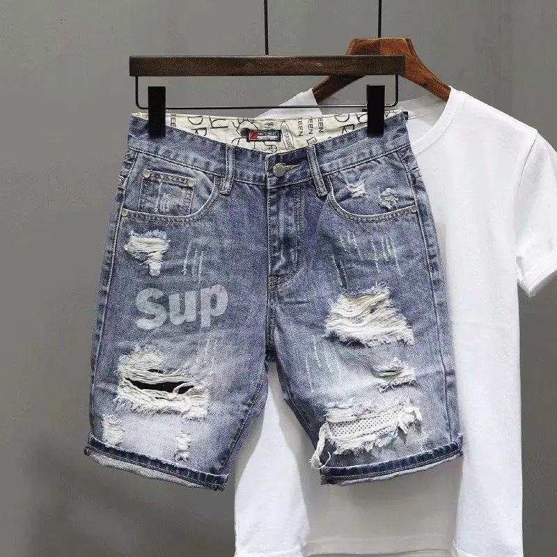 Men's Short Jeans Pants Black  - Streetwear Brand Shorts のレビューと価格