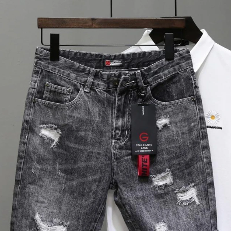 Men's Short Jeans Pants Black  - Streetwear Brand Shorts のレビューと価格