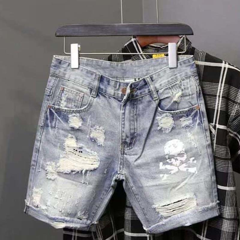 Summer Men's Worn Bead Hole Be - Streetwear Brand Shorts のレビューと価格