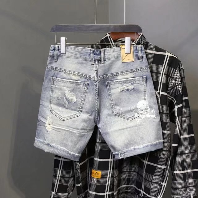 Summer Men's Worn Bead Hole Be - Streetwear Brand Shorts のレビューと価格